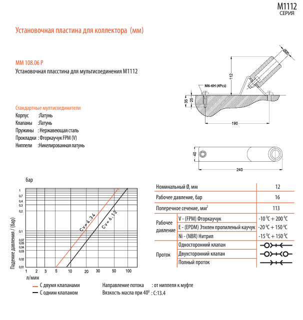 Мультисоединения для пресс-форм, воды. Серия M1006, M1009, M1012, M1016
